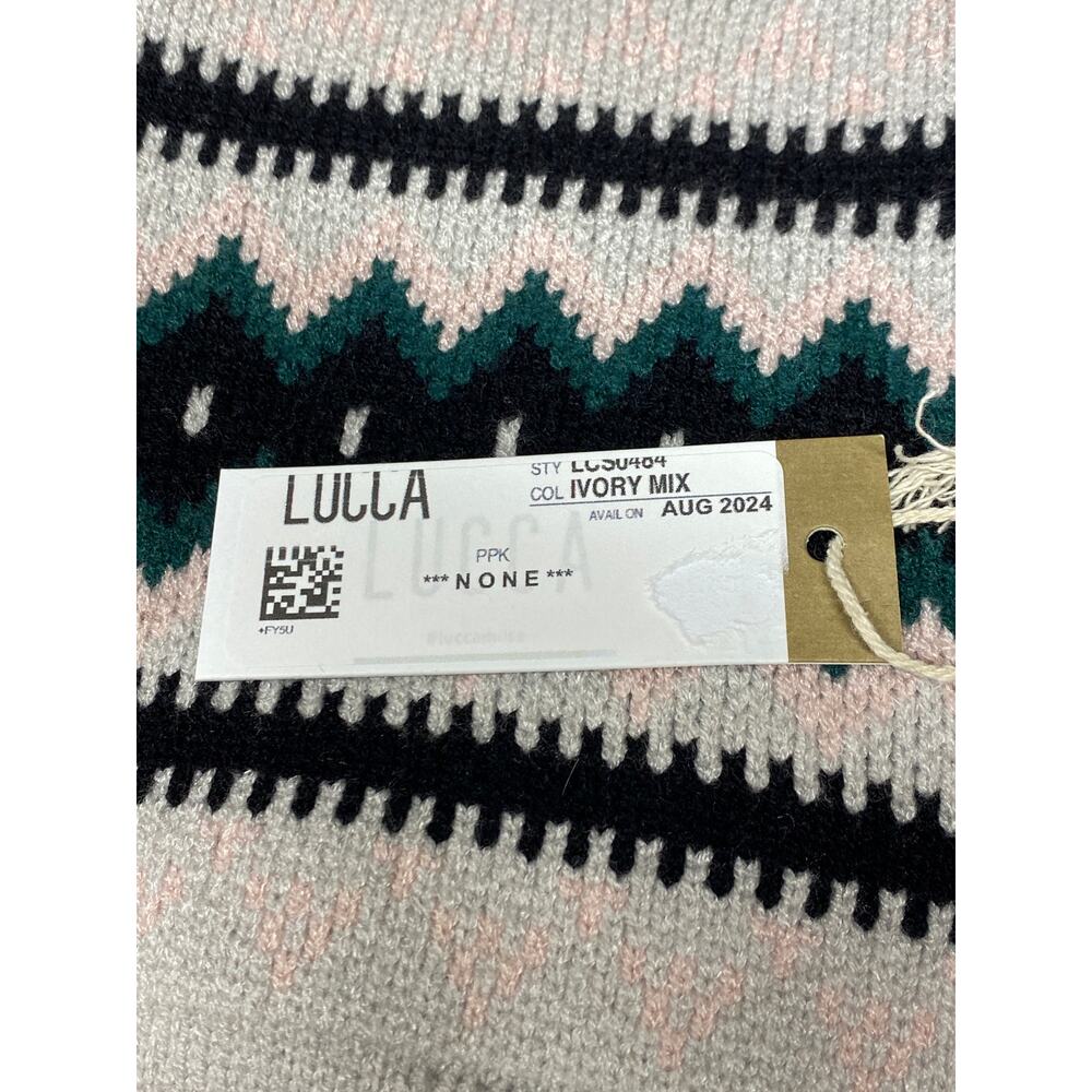 Lucca One Size Nordic Grandpa Sweater Ivory Mix Knit Retro Winter Oversized NWT - Picture 5 of 7
